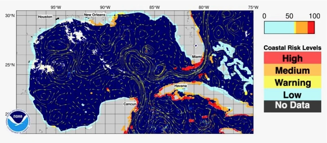 NOAA sargassum inundation risk map for the Caribbean, April 2026
